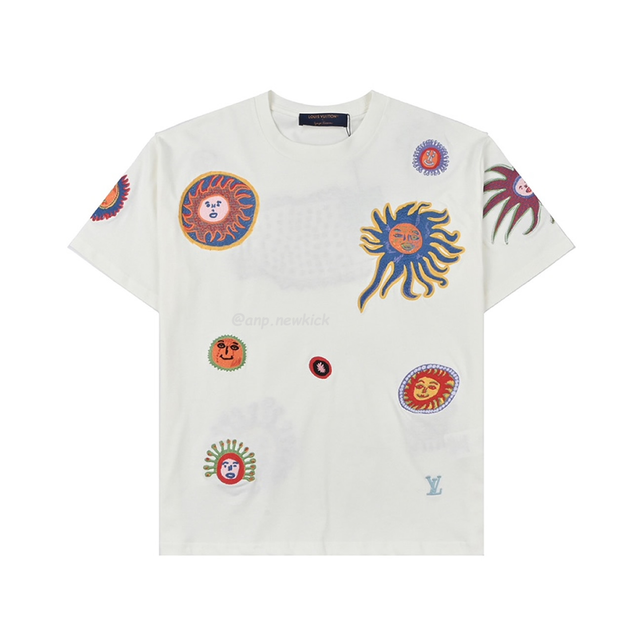 Louis Vuitton Sun Fish Barb Embroidered Couple Short Sleeved T Shirt (1) - newkick.vip